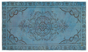 Blue Over Dyed Vintage Rug 5'3'' x 8'7'' ft 160 x 262 cm
