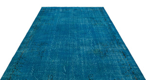 Turquoise  Over Dyed Vintage Rug 6'8'' x 9'11'' ft 203 x 303 cm