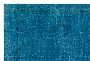 Turquoise  Over Dyed Vintage Rug 6'8'' x 9'11'' ft 203 x 303 cm
