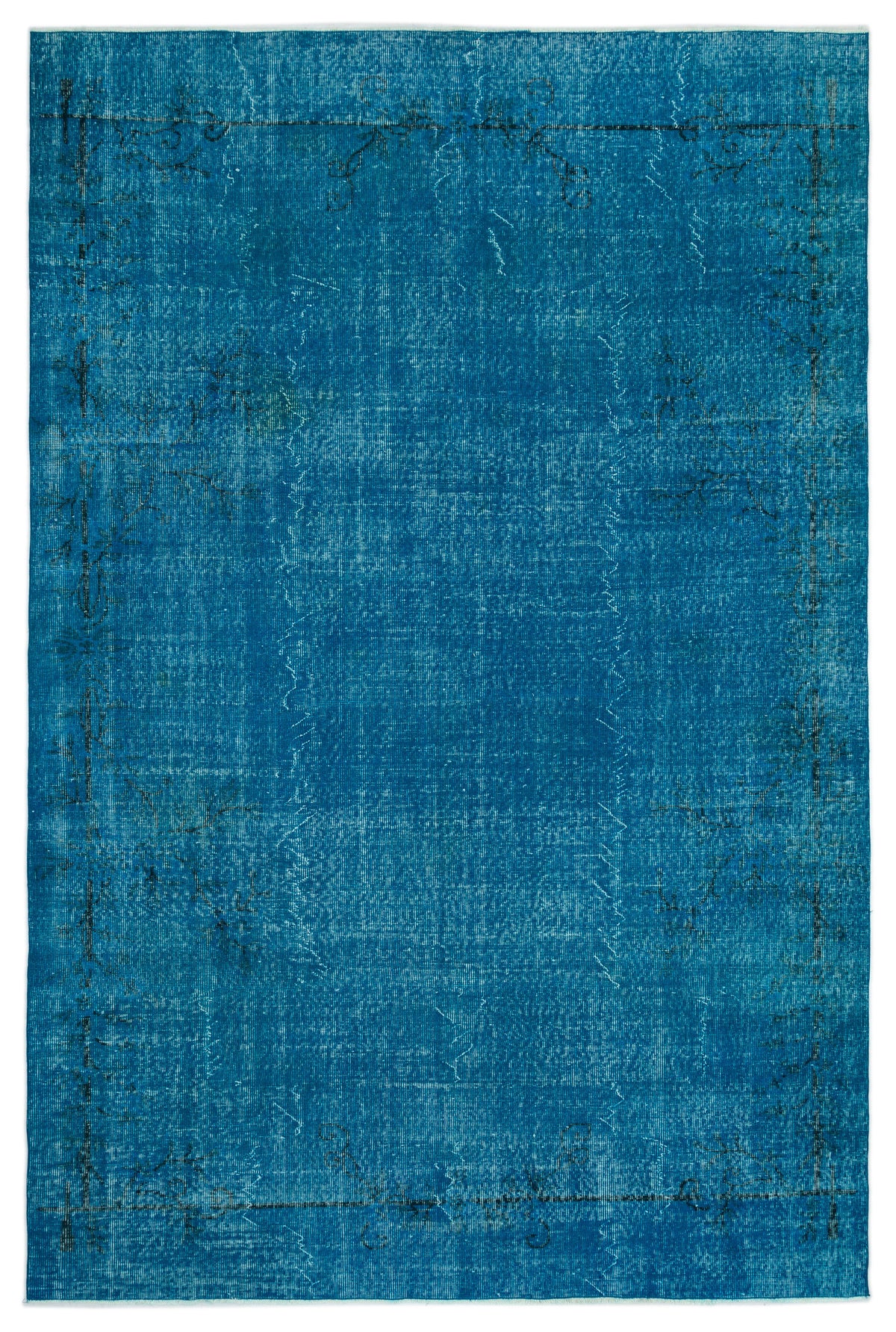 Turquoise  Over Dyed Vintage Rug 6'8'' x 9'11'' ft 203 x 303 cm