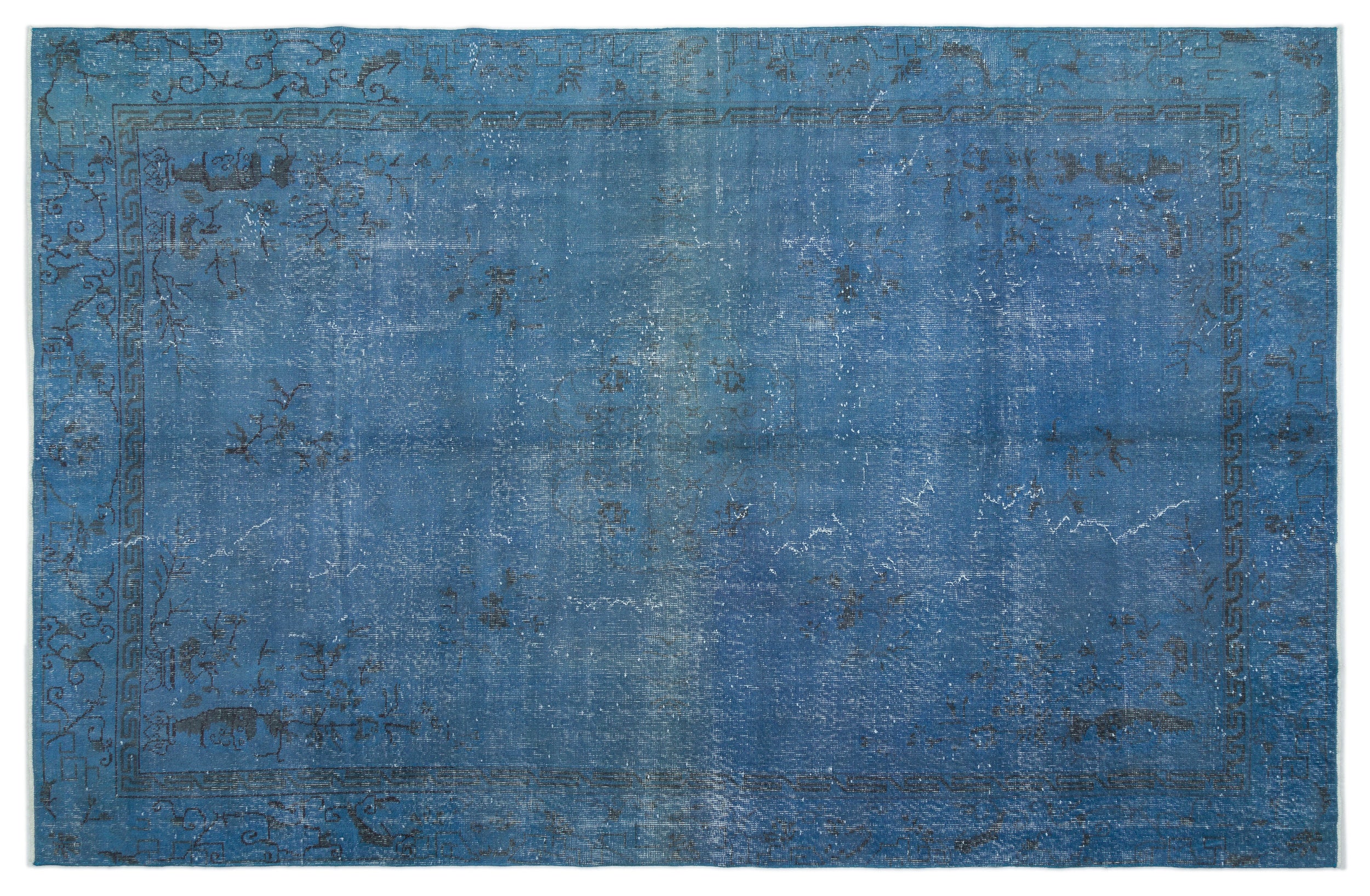 Blue Over Dyed Vintage Rug 6'6'' x 10'1'' ft 198 x 307 cm