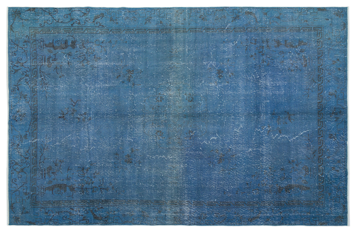 Blue Over Dyed Vintage Rug 6&#39;6&#39;&#39; x 10&#39;1&#39;&#39; ft 198 x 307 cm
