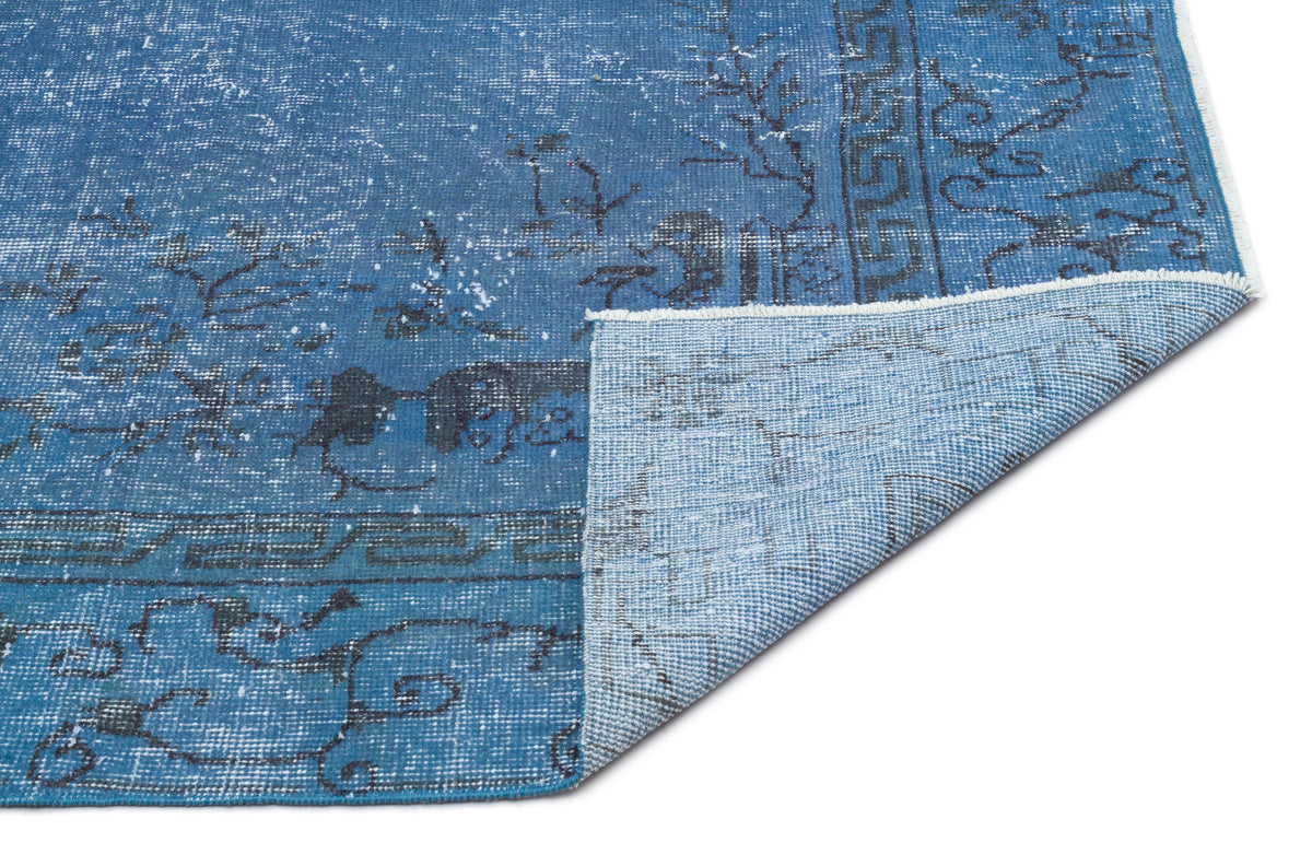 Blue Over Dyed Vintage Rug 6&#39;6&#39;&#39; x 10&#39;1&#39;&#39; ft 198 x 307 cm