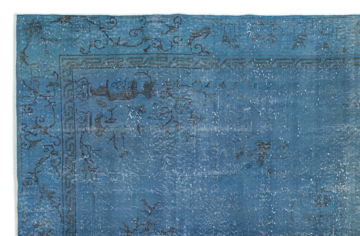Blue Over Dyed Vintage Rug 6&#39;6&#39;&#39; x 10&#39;1&#39;&#39; ft 198 x 307 cm