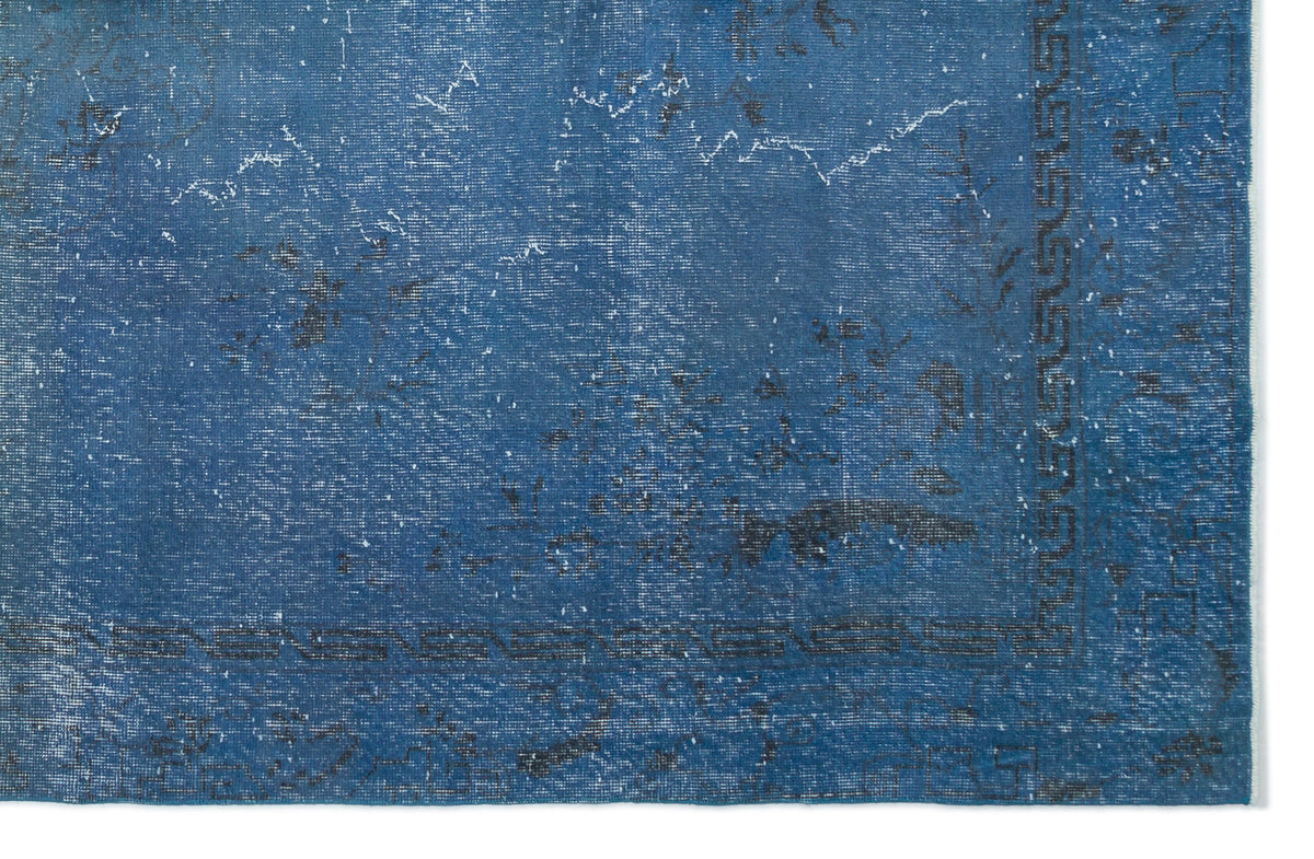 Blue Over Dyed Vintage Rug 6&#39;6&#39;&#39; x 10&#39;1&#39;&#39; ft 198 x 307 cm