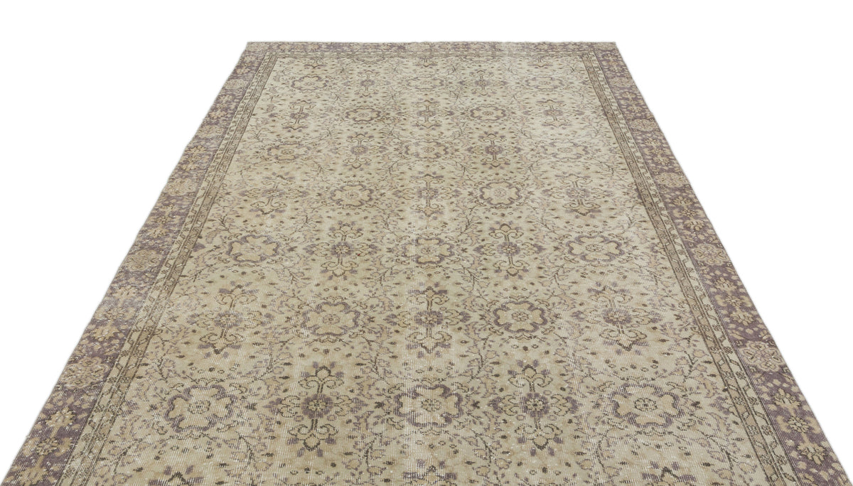 Beige Over Dyed Vintage Rug 6&#39;3&#39;&#39; x 9&#39;9&#39;&#39; ft 190 x 298 cm