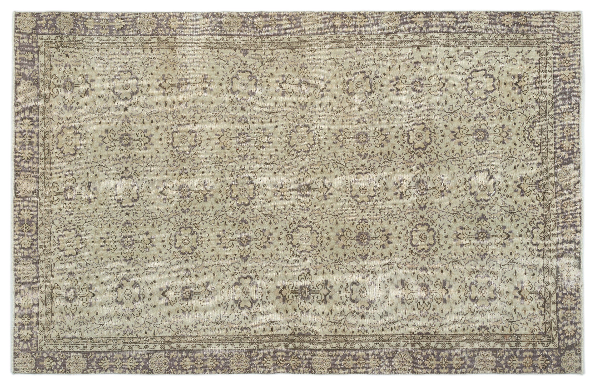 Beige Over Dyed Vintage Rug 6'3'' x 9'9'' ft 190 x 298 cm