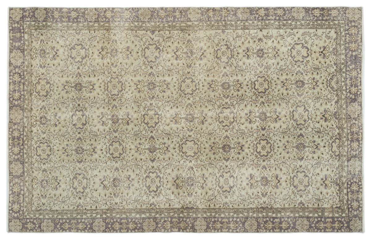 Beige Over Dyed Vintage Rug 6&#39;3&#39;&#39; x 9&#39;9&#39;&#39; ft 190 x 298 cm
