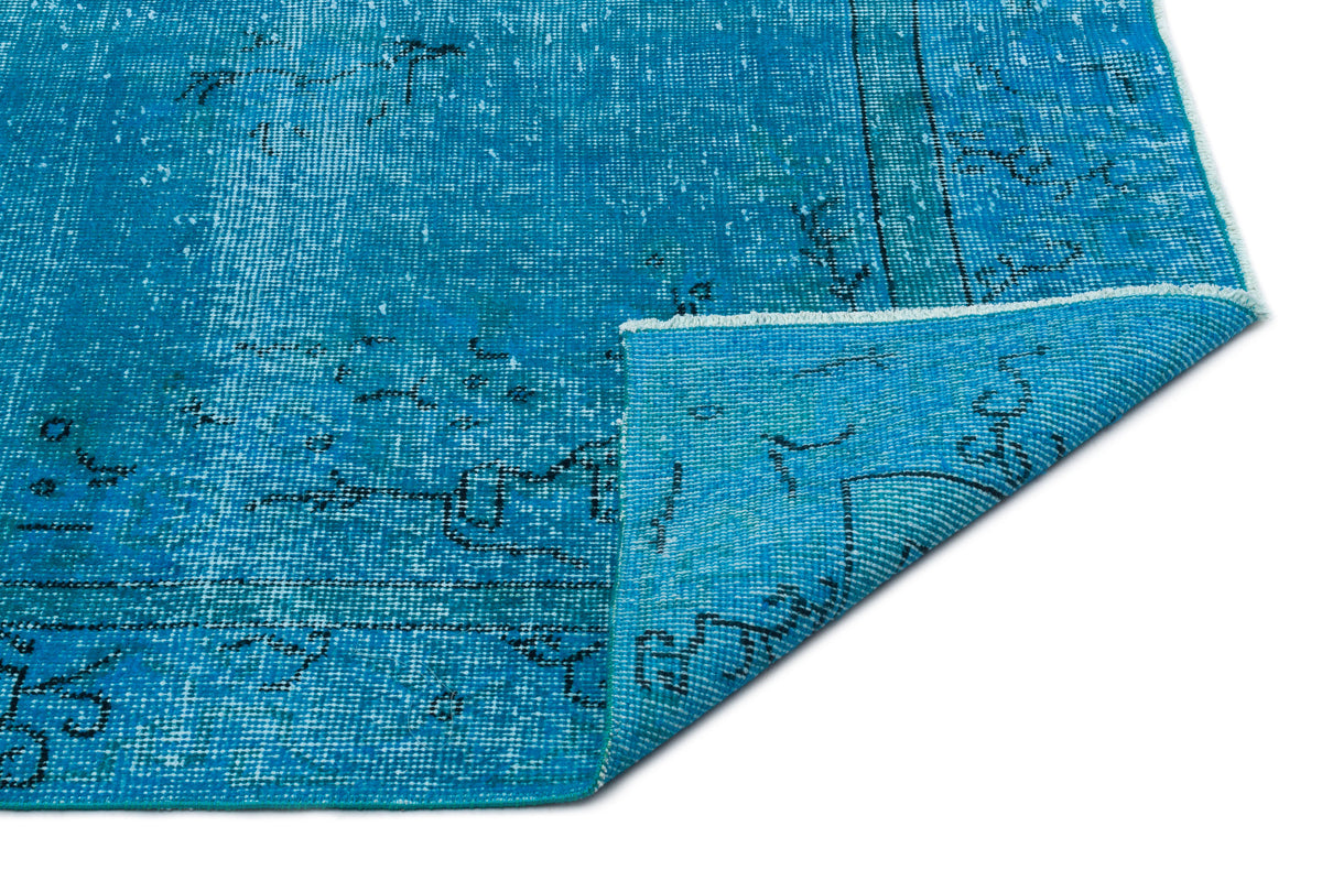 Turquoise  Over Dyed Vintage Rug 5&#39;4&#39;&#39; x 9&#39;1&#39;&#39; ft 163 x 278 cm
