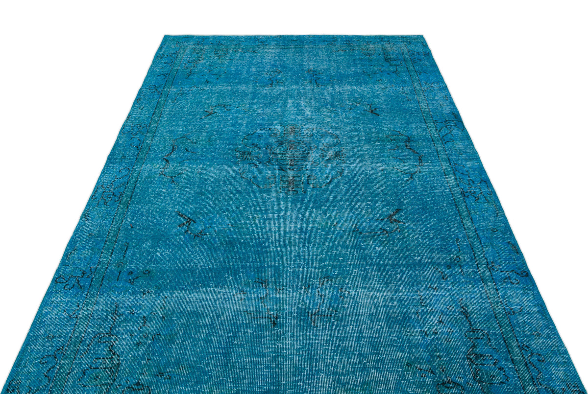Turquoise  Over Dyed Vintage Rug 5&#39;4&#39;&#39; x 9&#39;1&#39;&#39; ft 163 x 278 cm