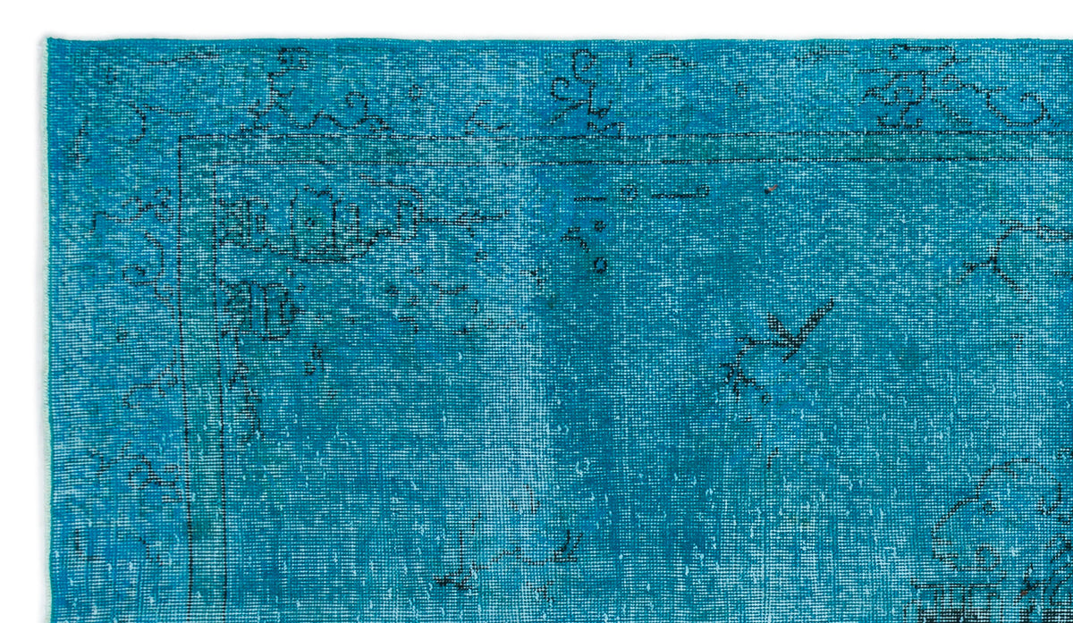 Turquoise  Over Dyed Vintage Rug 5&#39;4&#39;&#39; x 9&#39;1&#39;&#39; ft 163 x 278 cm