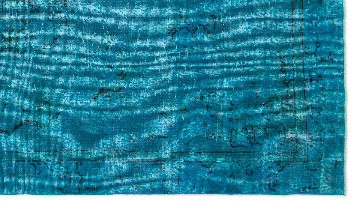 Turquoise  Over Dyed Vintage Rug 5&#39;4&#39;&#39; x 9&#39;1&#39;&#39; ft 163 x 278 cm
