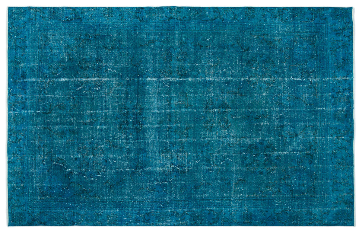 Turquoise  Over Dyed Vintage Rug 5&#39;11&#39;&#39; x 9&#39;4&#39;&#39; ft 181 x 284 cm
