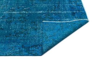 Turquoise  Over Dyed Vintage Rug 5'11'' x 9'4'' ft 181 x 284 cm