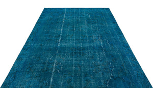 Turquoise  Over Dyed Vintage Rug 5'11'' x 9'4'' ft 181 x 284 cm