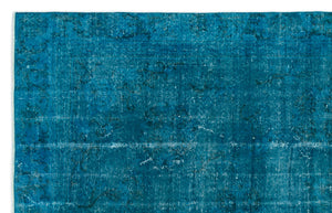 Turquoise  Over Dyed Vintage Rug 5'11'' x 9'4'' ft 181 x 284 cm