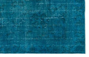 Turquoise  Over Dyed Vintage Rug 5'11'' x 9'4'' ft 181 x 284 cm