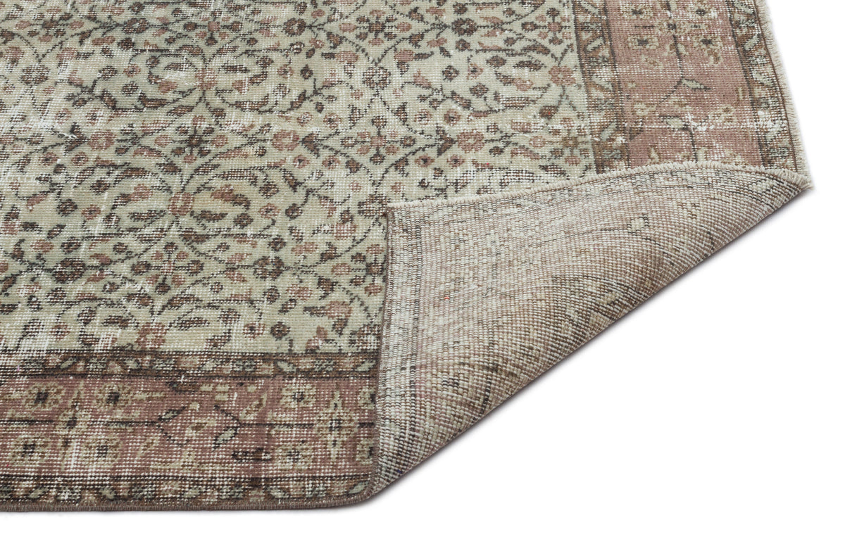 Brown Over Dyed Vintage Rug 4&#39;12&#39;&#39; x 8&#39;10&#39;&#39; ft 152 x 270 cm