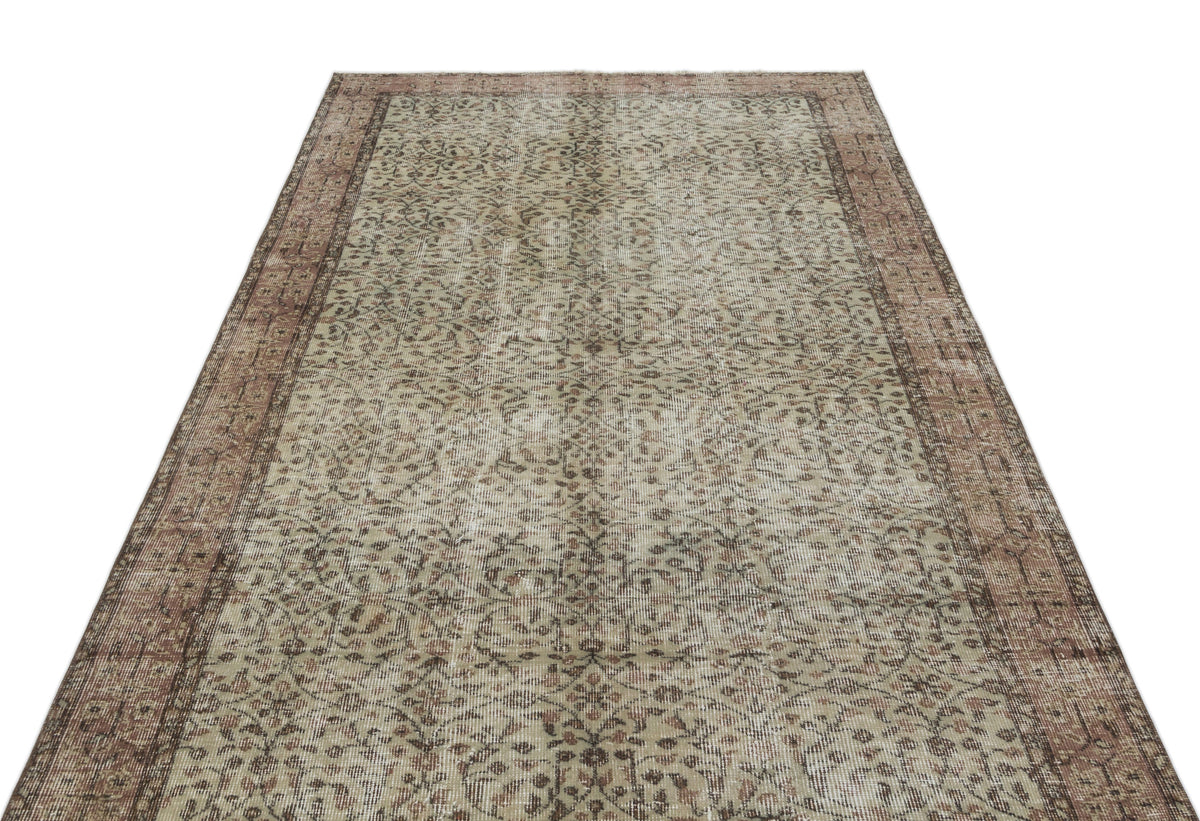 Brown Over Dyed Vintage Rug 4&#39;12&#39;&#39; x 8&#39;10&#39;&#39; ft 152 x 270 cm