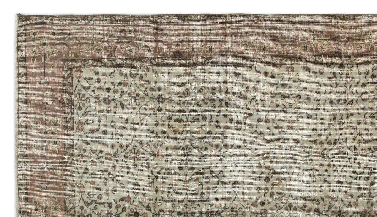 Brown Over Dyed Vintage Rug 4&#39;12&#39;&#39; x 8&#39;10&#39;&#39; ft 152 x 270 cm