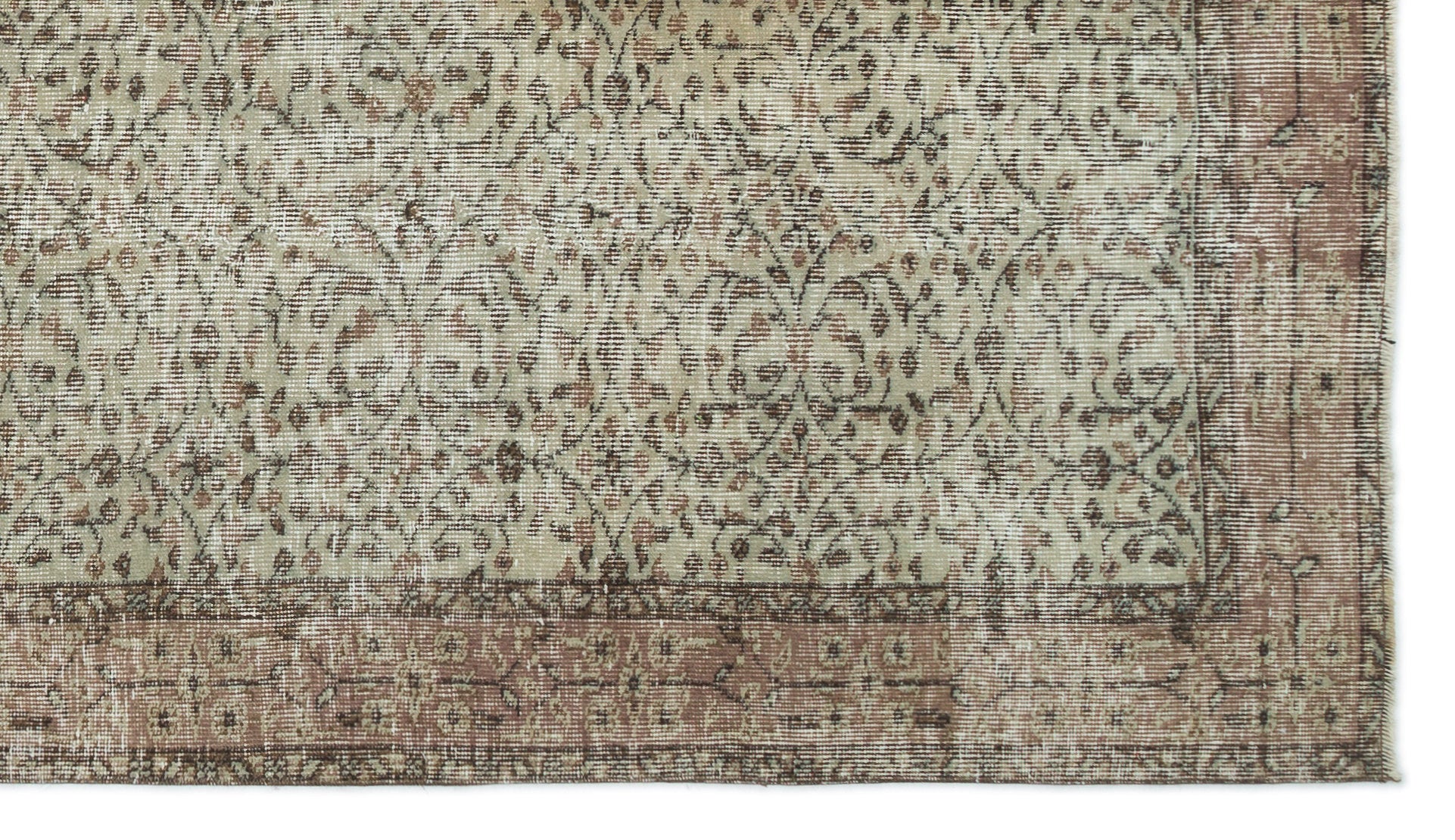 Brown Over Dyed Vintage Rug 4'12'' x 8'10'' ft 152 x 270 cm