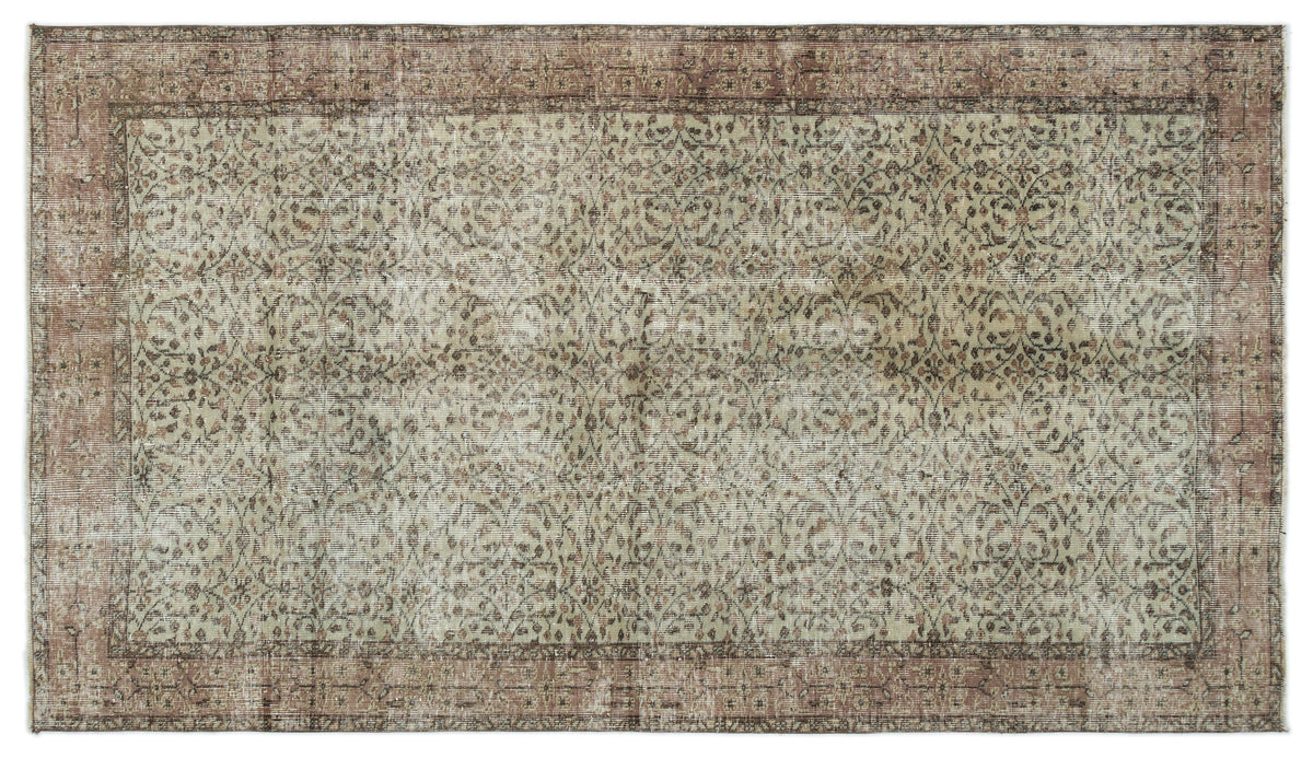 Brown Over Dyed Vintage Rug 4&#39;12&#39;&#39; x 8&#39;10&#39;&#39; ft 152 x 270 cm