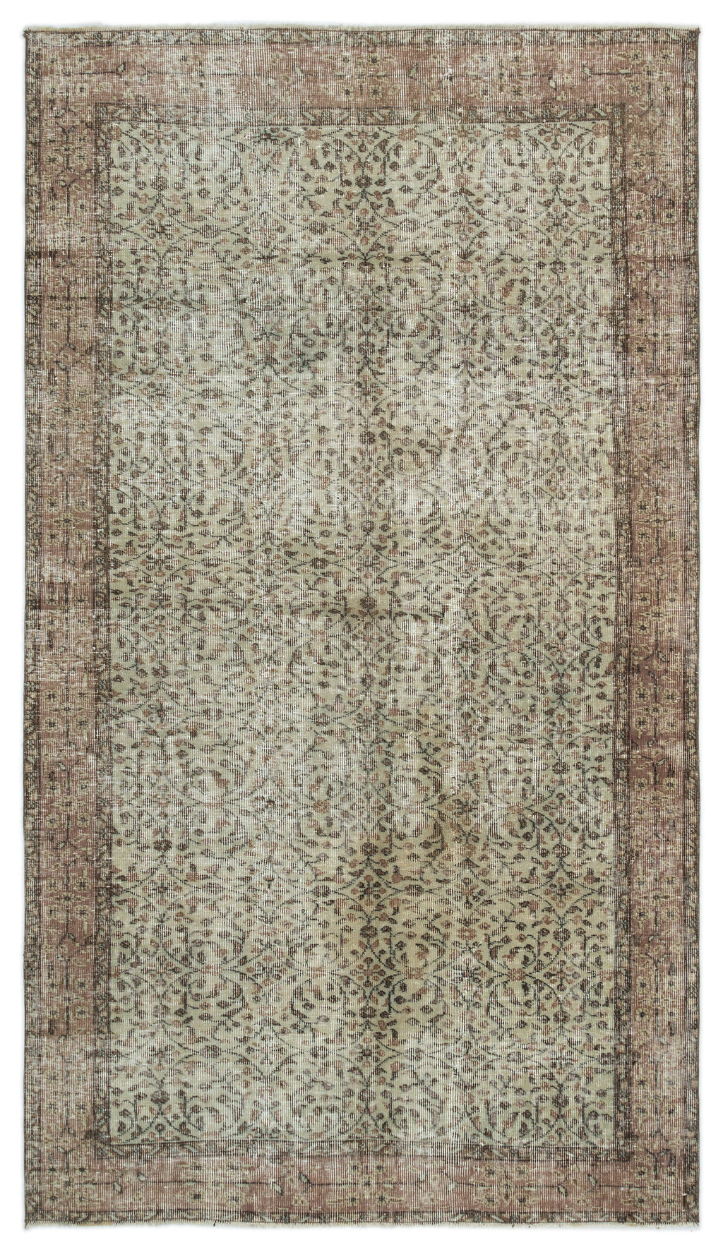 Brown Over Dyed Vintage Rug 4'12'' x 8'10'' ft 152 x 270 cm