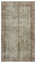 Brown Over Dyed Vintage Rug 4'12'' x 8'10'' ft 152 x 270 cm