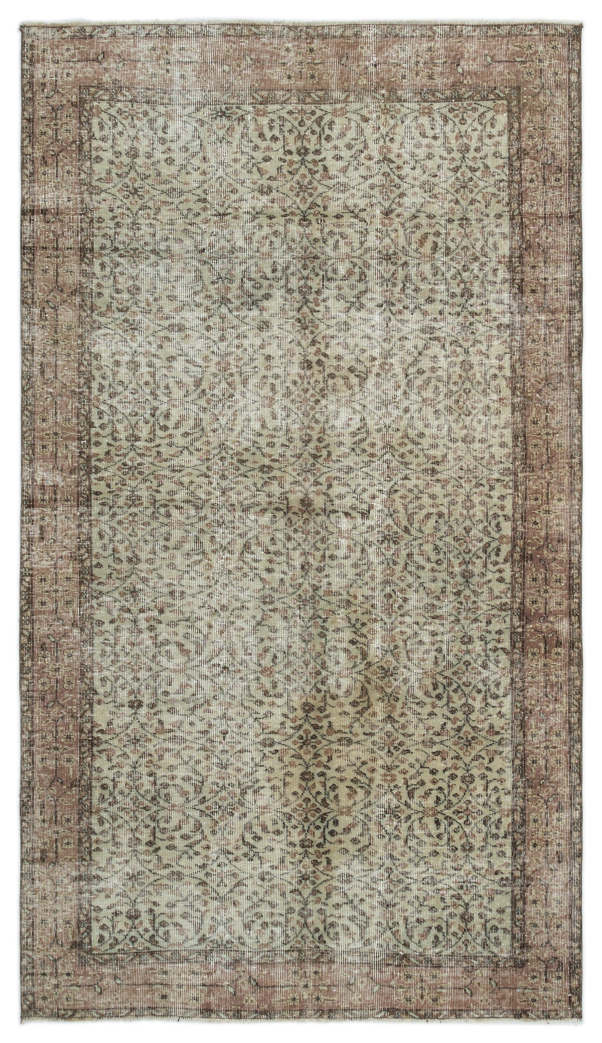 Brown Over Dyed Vintage Rug 4&#39;12&#39;&#39; x 8&#39;10&#39;&#39; ft 152 x 270 cm