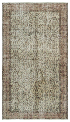 Brown Over Dyed Vintage Rug 4'12'' x 8'10'' ft 152 x 270 cm