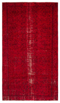 Red Over Dyed Vintage Rug 4'12'' x 8'10'' ft 152 x 268 cm