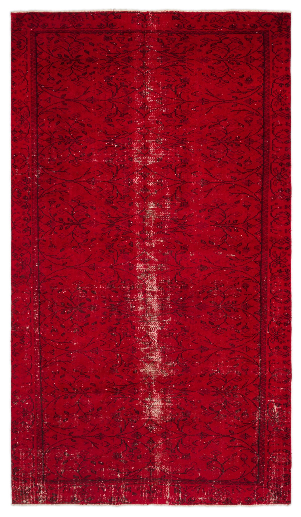 Red Over Dyed Vintage Rug 4&#39;12&#39;&#39; x 8&#39;10&#39;&#39; ft 152 x 268 cm