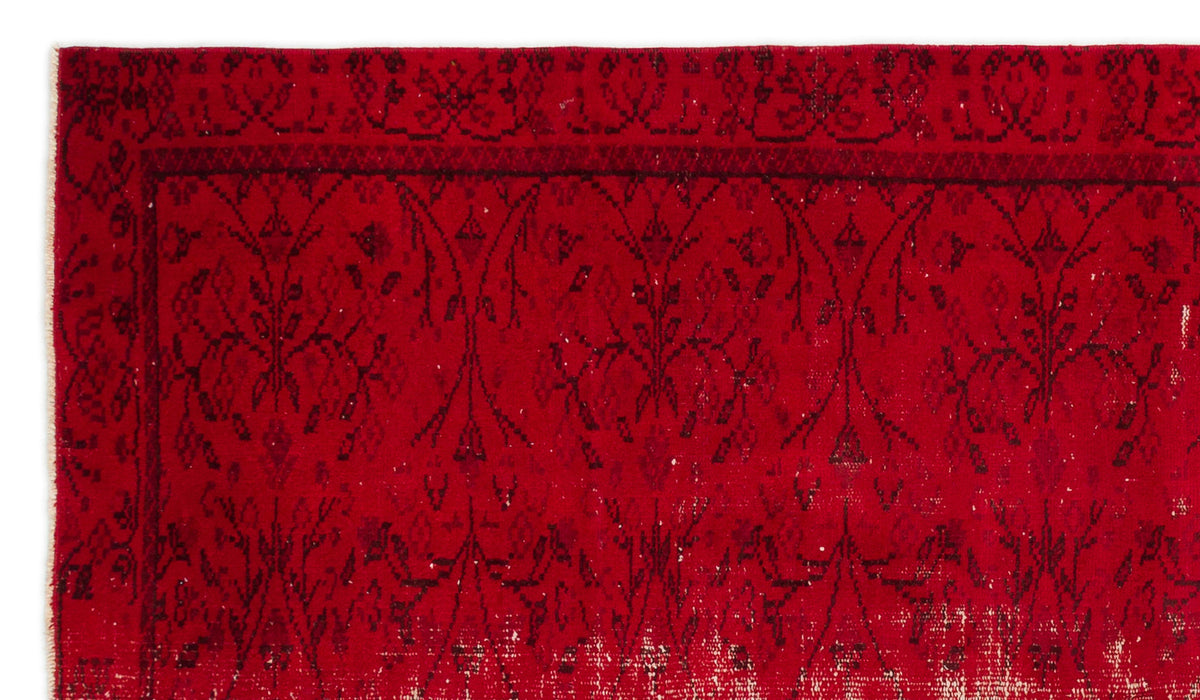 Red Over Dyed Vintage Rug 4&#39;12&#39;&#39; x 8&#39;10&#39;&#39; ft 152 x 268 cm