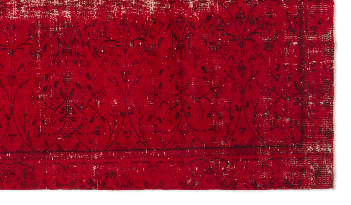 Red Over Dyed Vintage Rug 4&#39;12&#39;&#39; x 8&#39;10&#39;&#39; ft 152 x 268 cm