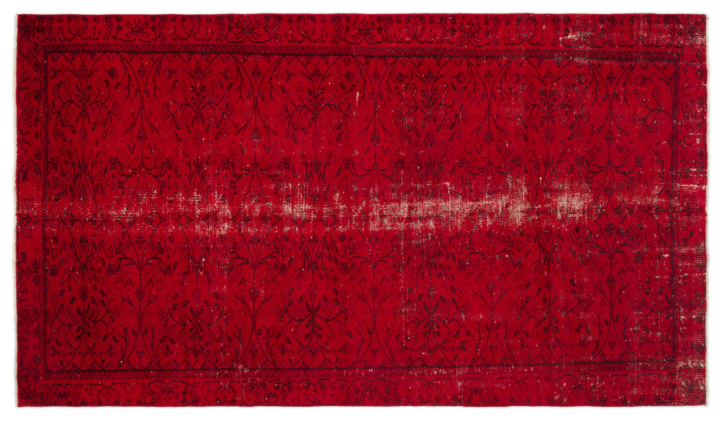 Red Over Dyed Vintage Rug 4'12'' x 8'10'' ft 152 x 268 cm