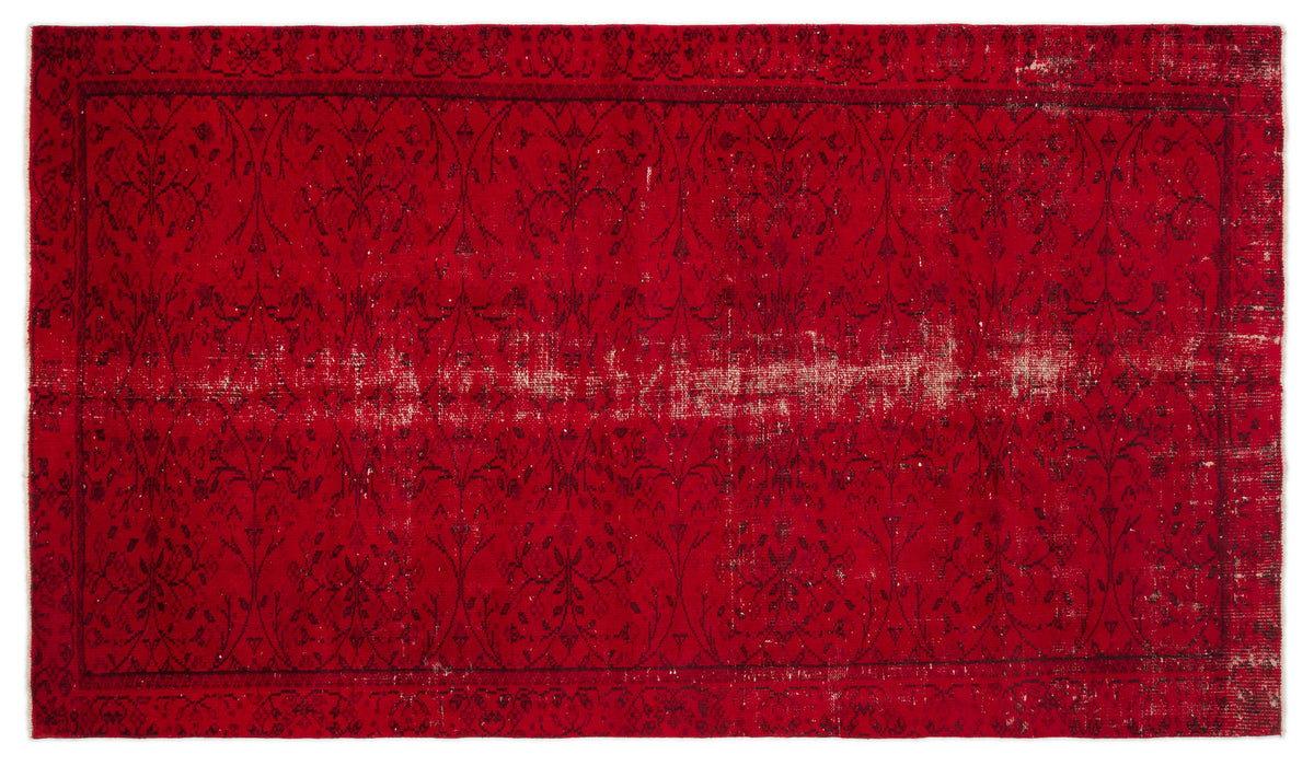 Red Over Dyed Vintage Rug 4&#39;12&#39;&#39; x 8&#39;10&#39;&#39; ft 152 x 268 cm