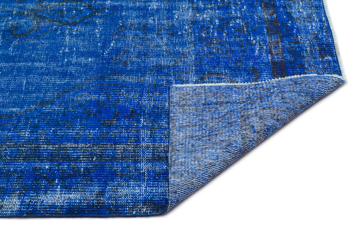 Blue Over Dyed Vintage Rug 4&#39;10&#39;&#39; x 7&#39;11&#39;&#39; ft 148 x 241 cm