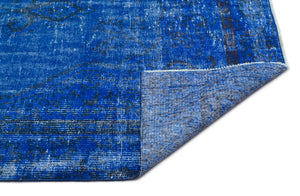 Blue Over Dyed Vintage Rug 4'10'' x 7'11'' ft 148 x 241 cm