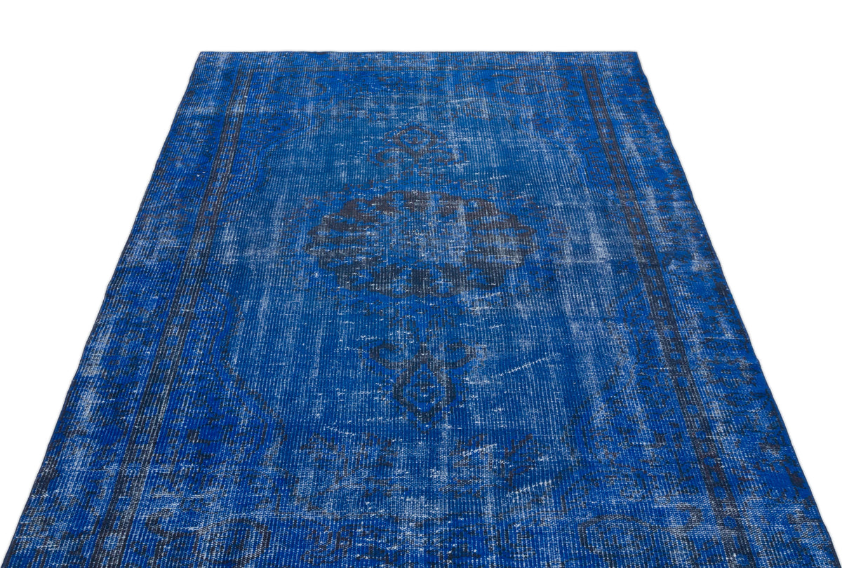 Blue Over Dyed Vintage Rug 4&#39;10&#39;&#39; x 7&#39;11&#39;&#39; ft 148 x 241 cm