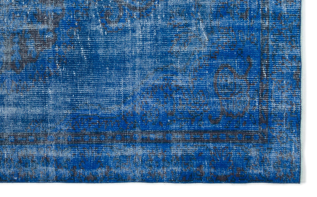 Blue Over Dyed Vintage Rug 4&#39;10&#39;&#39; x 7&#39;11&#39;&#39; ft 148 x 241 cm