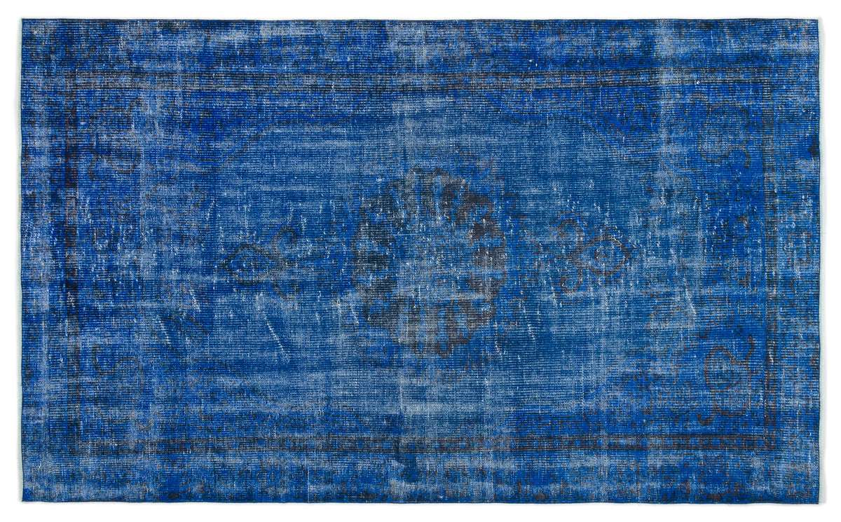 Blue Over Dyed Vintage Rug 4&#39;10&#39;&#39; x 7&#39;11&#39;&#39; ft 148 x 241 cm