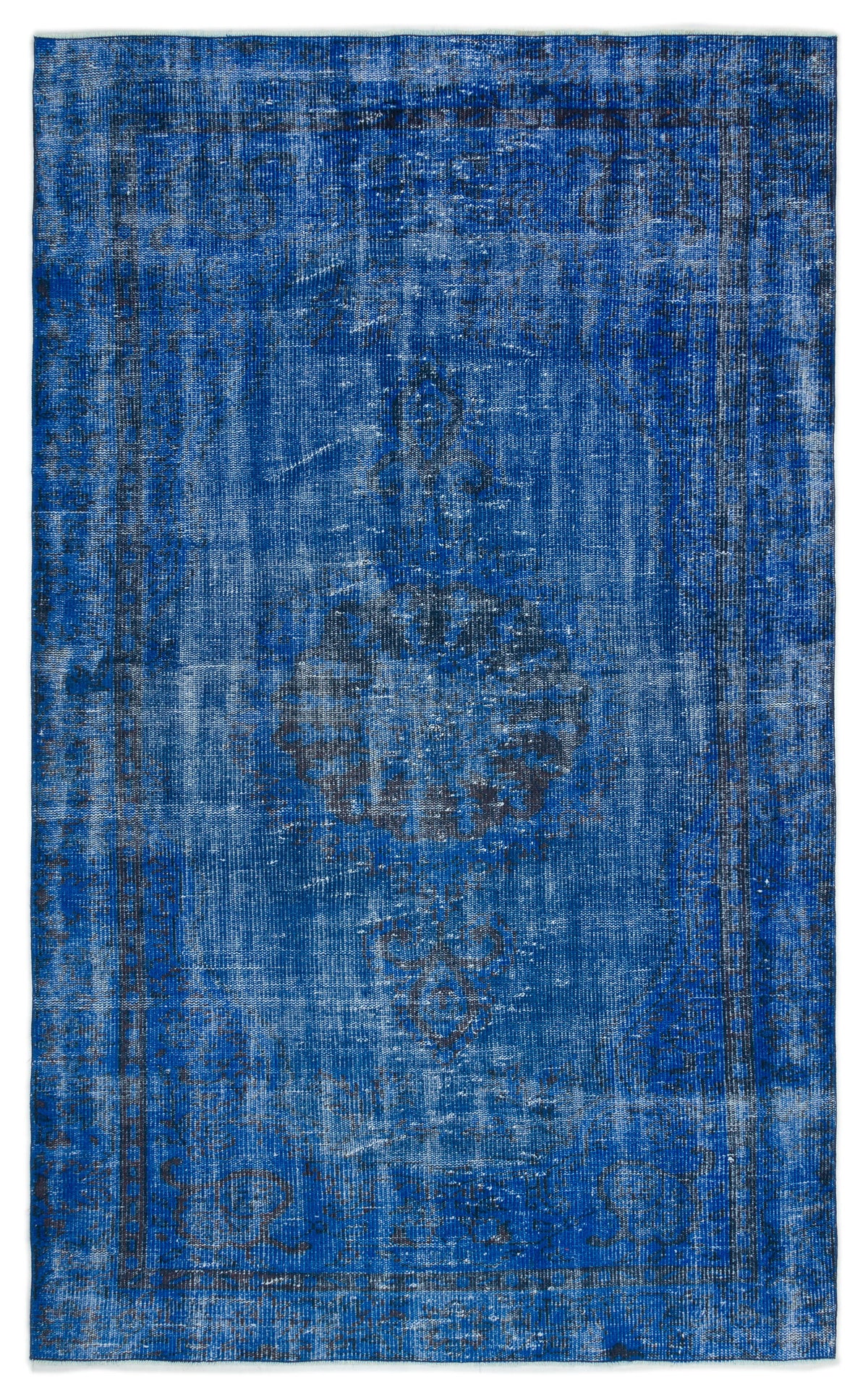 Blue Over Dyed Vintage Rug 4&#39;10&#39;&#39; x 7&#39;11&#39;&#39; ft 148 x 241 cm