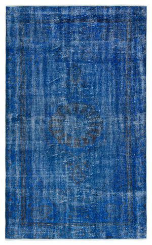 Blue Over Dyed Vintage Rug 4'10'' x 7'11'' ft 148 x 241 cm