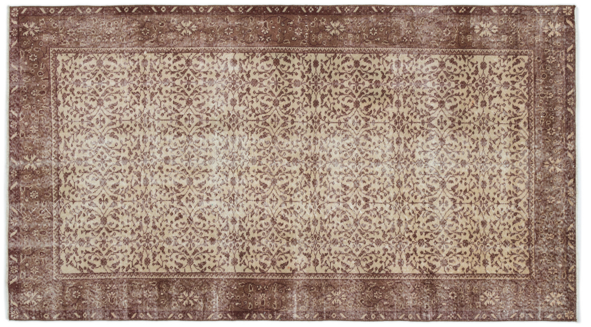 Retro Design Brown Over Dyed Vintage Rug 4&#39;8&#39;&#39; x 8&#39;4&#39;&#39; ft 143 x 255 cm