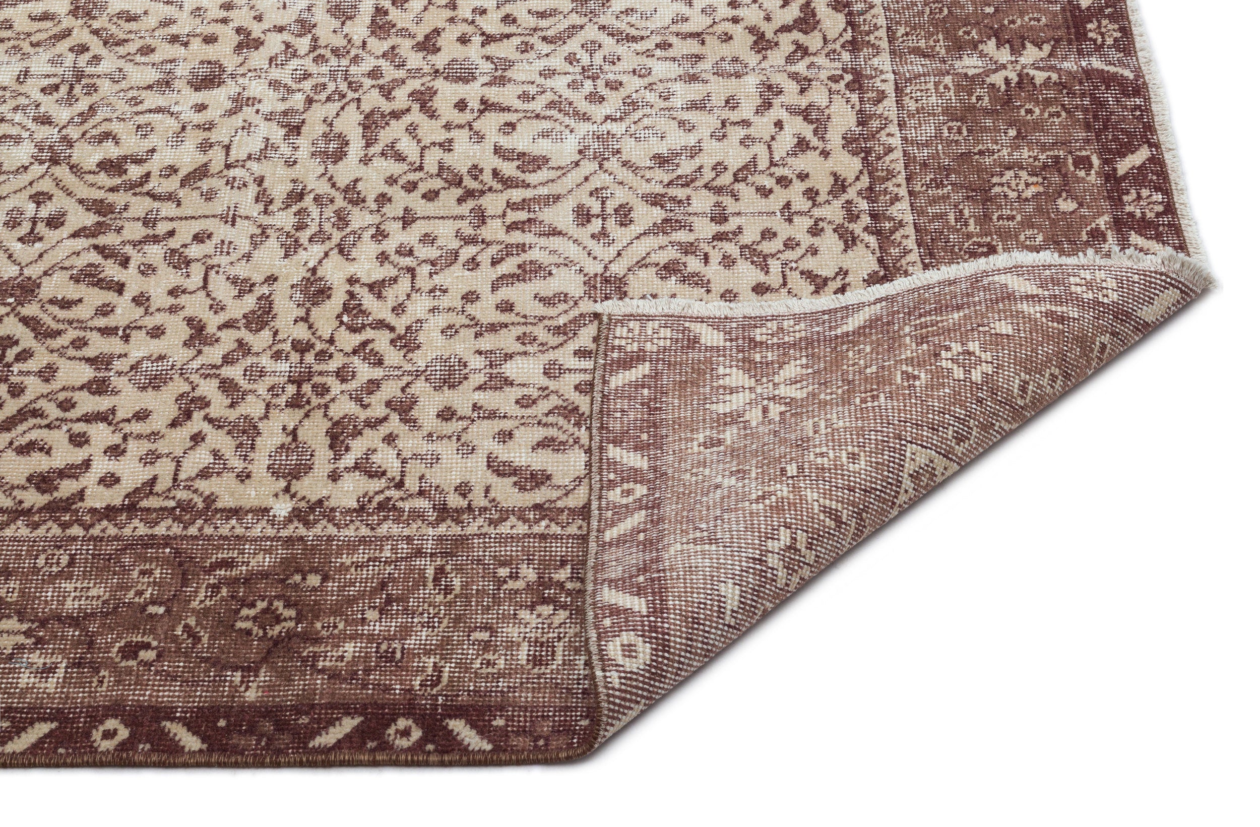 Brown Over Dyed Vintage Rug 4'8'' x 8'4'' ft 143 x 255 cm