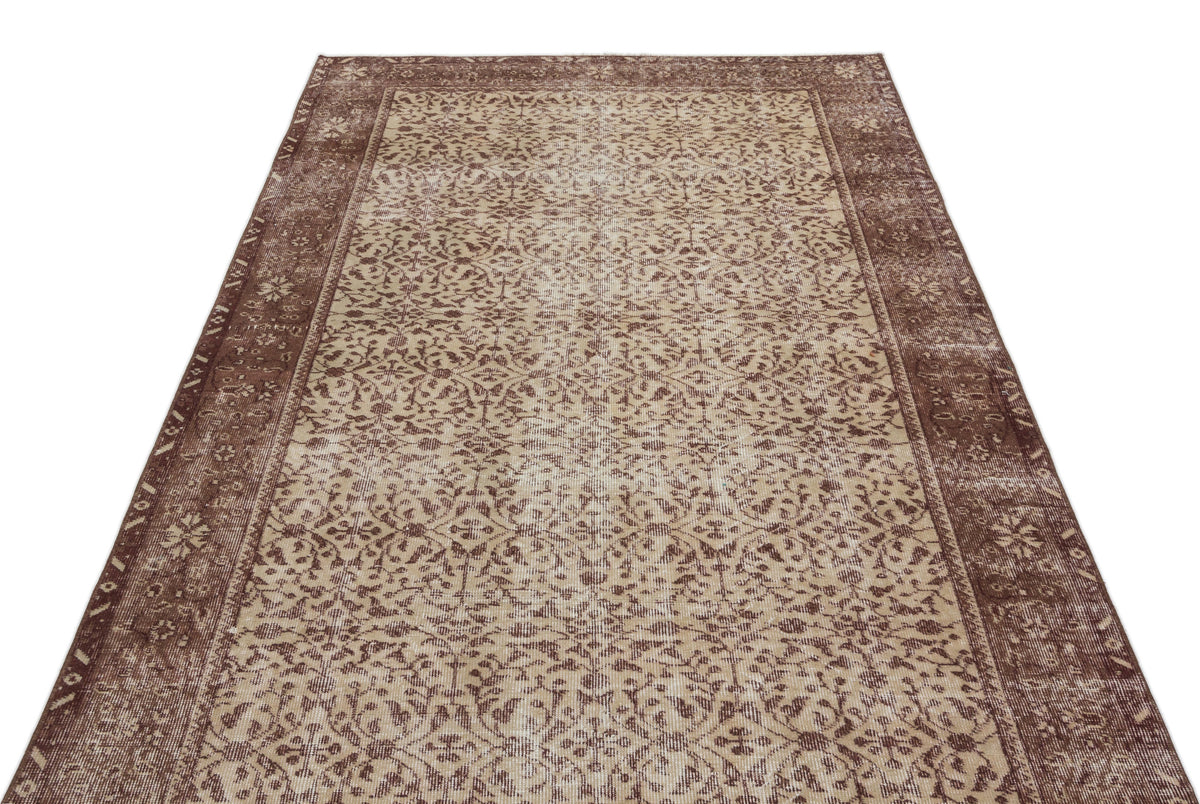 Brown Over Dyed Vintage Rug 4&#39;8&#39;&#39; x 8&#39;4&#39;&#39; ft 143 x 255 cm