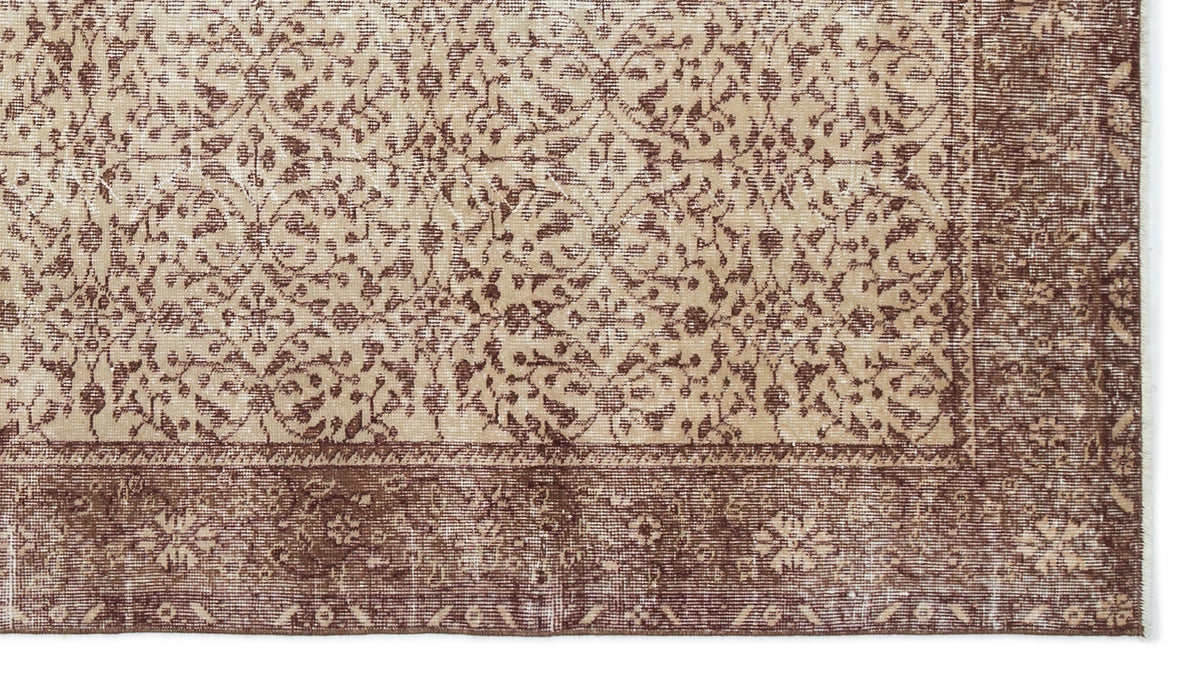 Brown Over Dyed Vintage Rug 4&#39;8&#39;&#39; x 8&#39;4&#39;&#39; ft 143 x 255 cm
