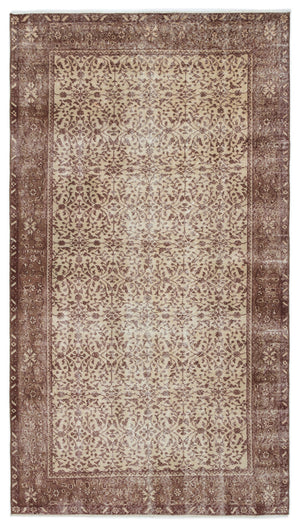 Brown Over Dyed Vintage Rug 4'8'' x 8'4'' ft 143 x 255 cm