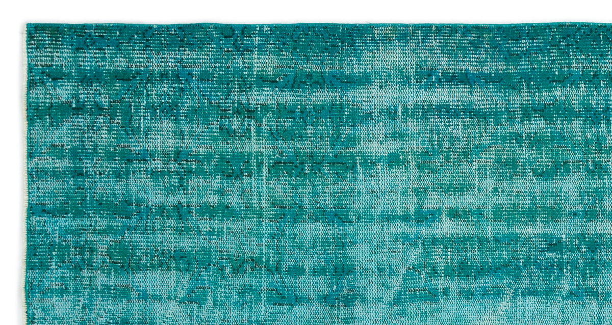 Turquoise  Over Dyed Vintage Rug 4&#39;2&#39;&#39; x 7&#39;10&#39;&#39; ft 126 x 238 cm