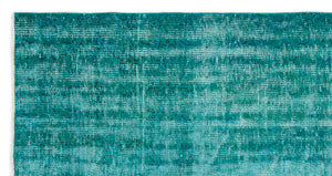 Turquoise  Over Dyed Vintage Rug 4'2'' x 7'10'' ft 126 x 238 cm